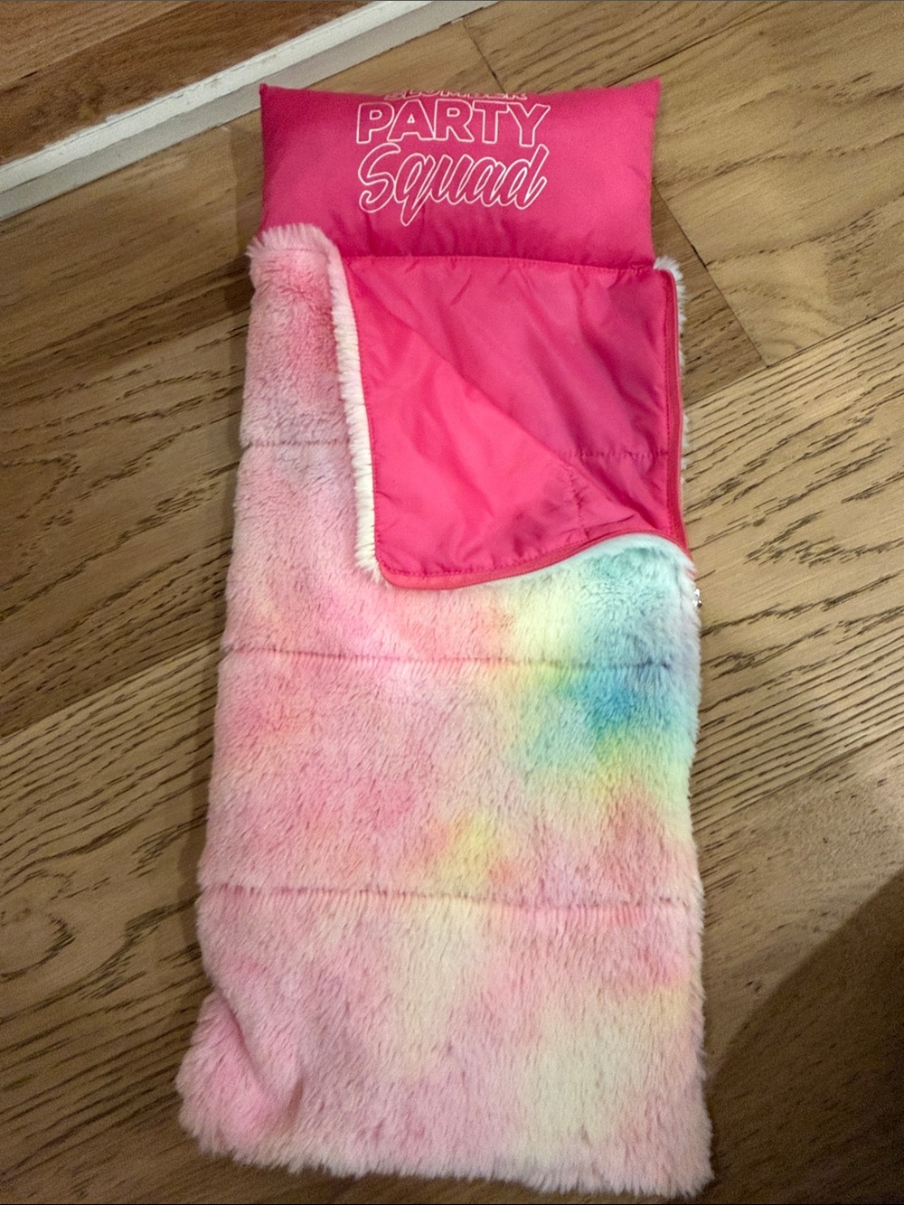 American Girl Bright Pink Pillow Tie-Dye Plush Sleep Bag - Picture 4 of 5